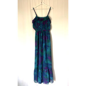 Express Dress Womens Large Maxi Long Blue Purple Floral Boho